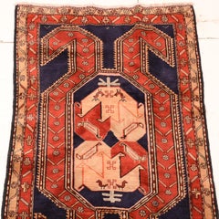 Antique Hand Knotted Persian Heriz-Serapi Geometric Long Rug