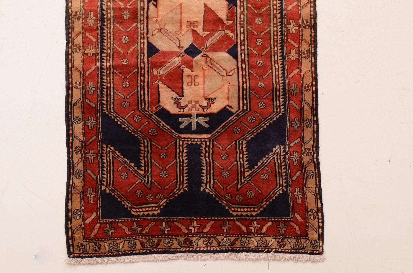 20th Century Antique Hand Knotted Persian Heriz-Serapi Geometric Long Rug For Sale