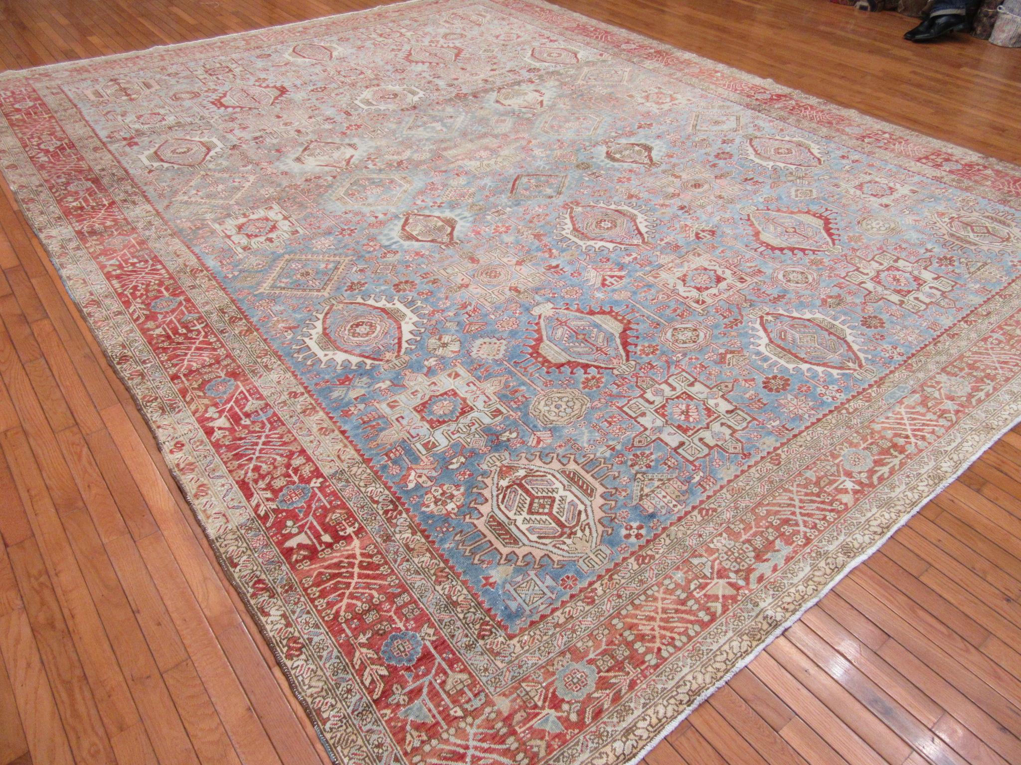 Antique Hand Knotted Wool Persian Karajeh Rug For Sale 4