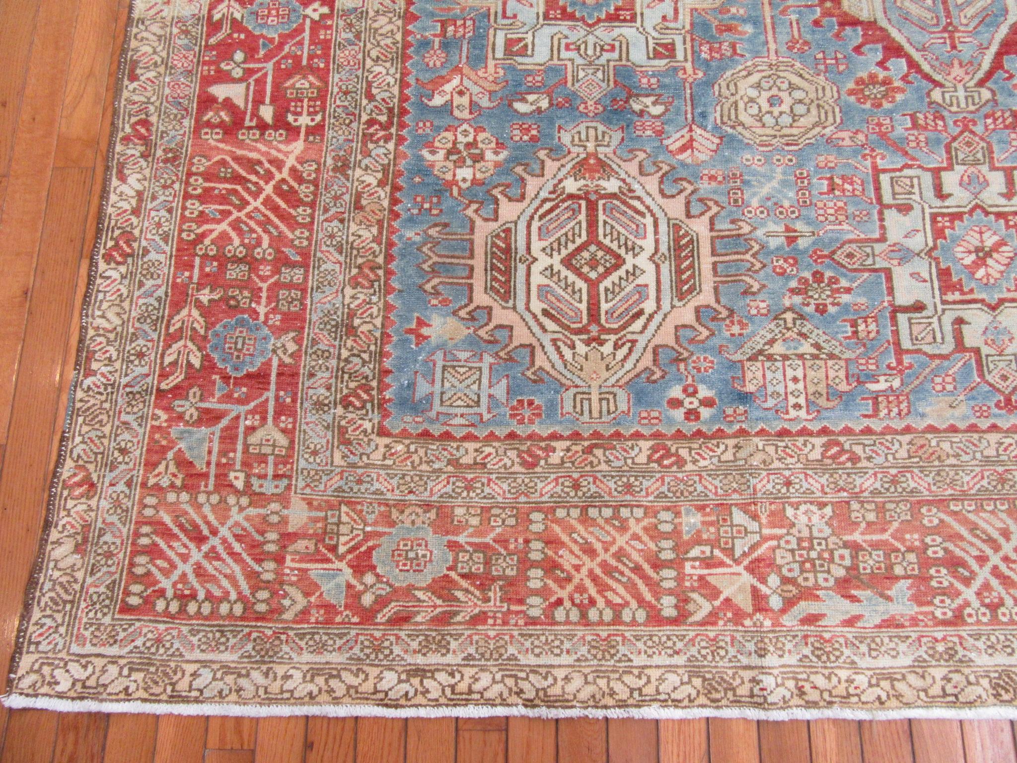 Hand-Knotted Antique Hand Knotted Wool Persian Karajeh Rug For Sale