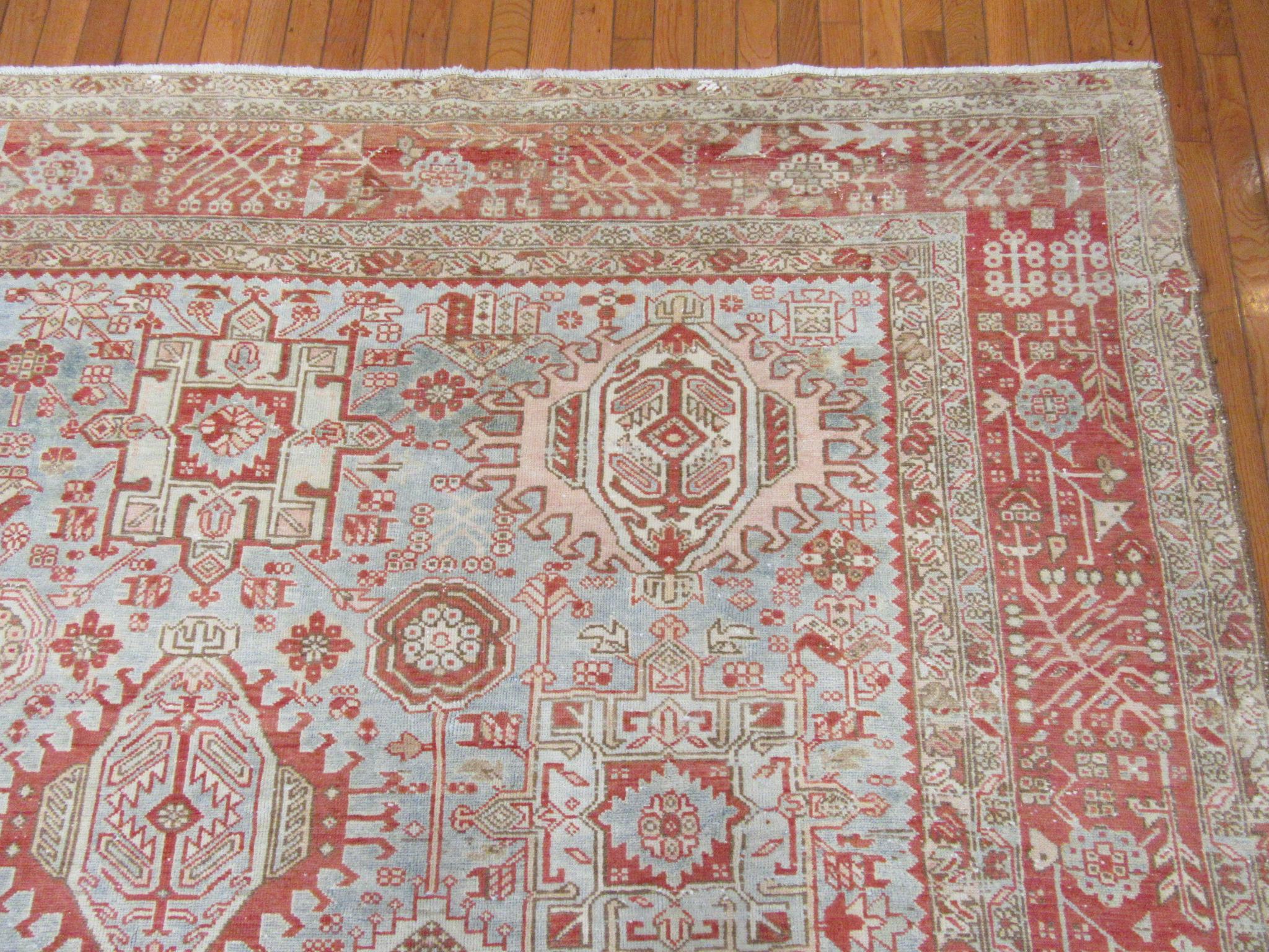 20th Century Antique Hand Knotted Wool Persian Karajeh Rug For Sale