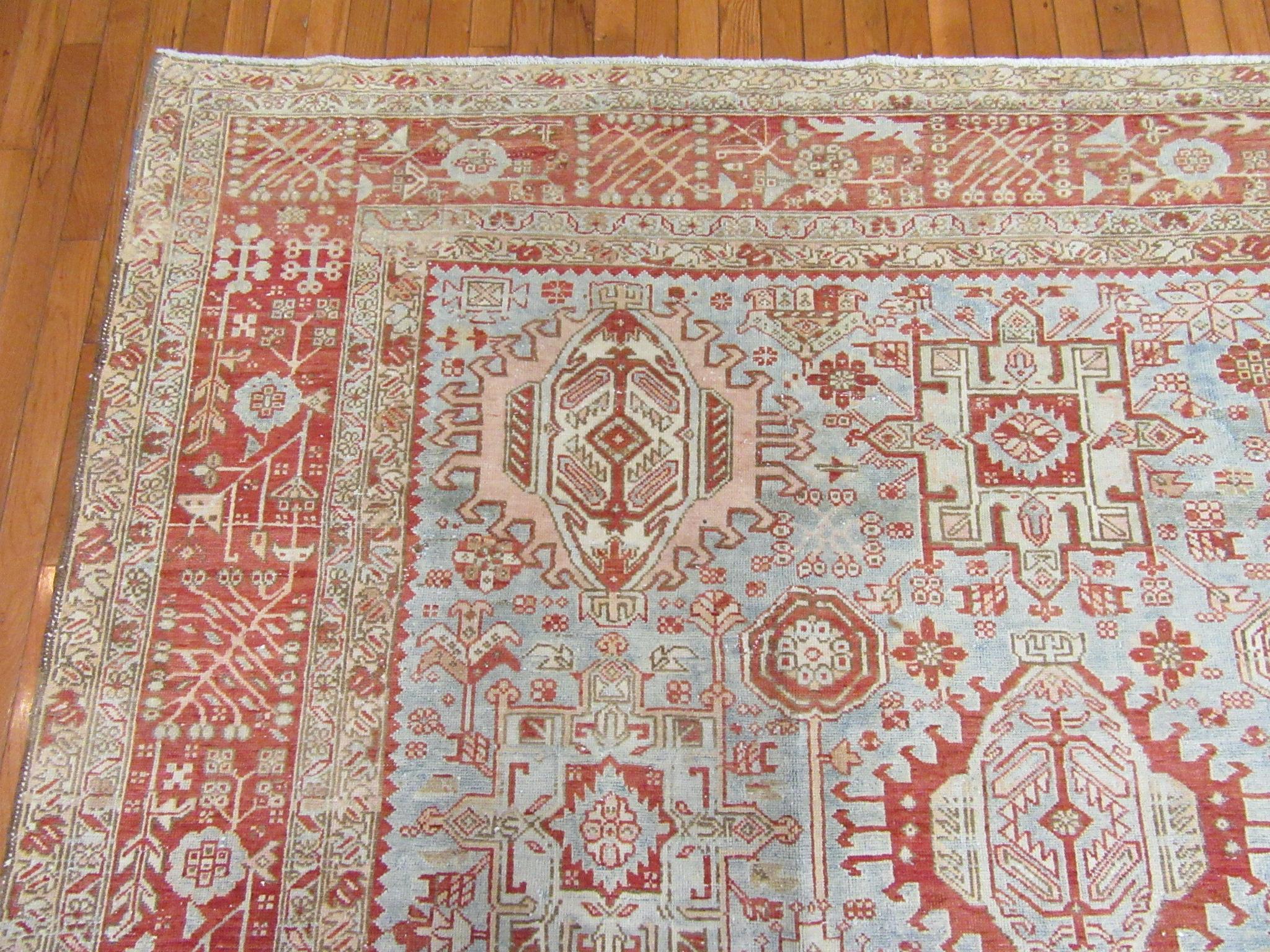 Antique Hand Knotted Wool Persian Karajeh Rug For Sale 1