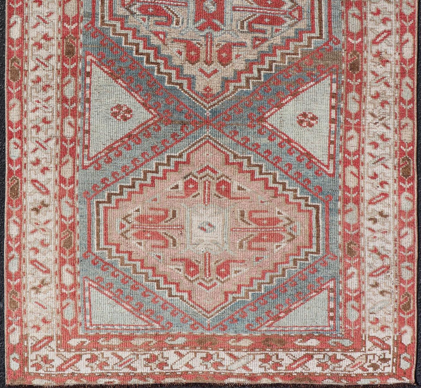 Malayer Antique Hand-Knotted Persian Kurdish Rug in Wool with Medallion Design For Sale