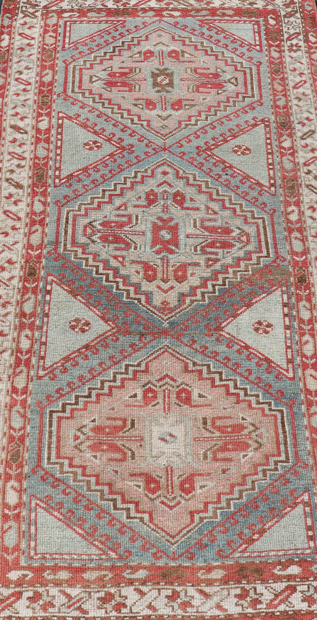 20th Century Antique Hand-Knotted Persian Kurdish Rug in Wool with Medallion Design For Sale