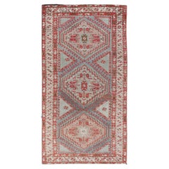Antique Hand-Knotted Persian Kurdish Rug in Wool with Medallion Design