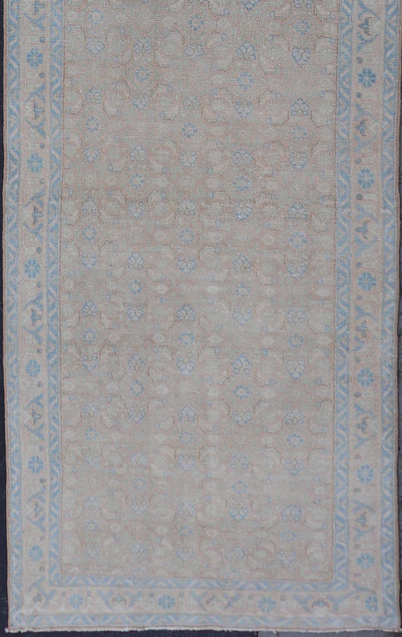 Antique Hand Knotted Persian Malayer Long Runner with Sub Geometric Motifs In Good Condition For Sale In Atlanta, GA