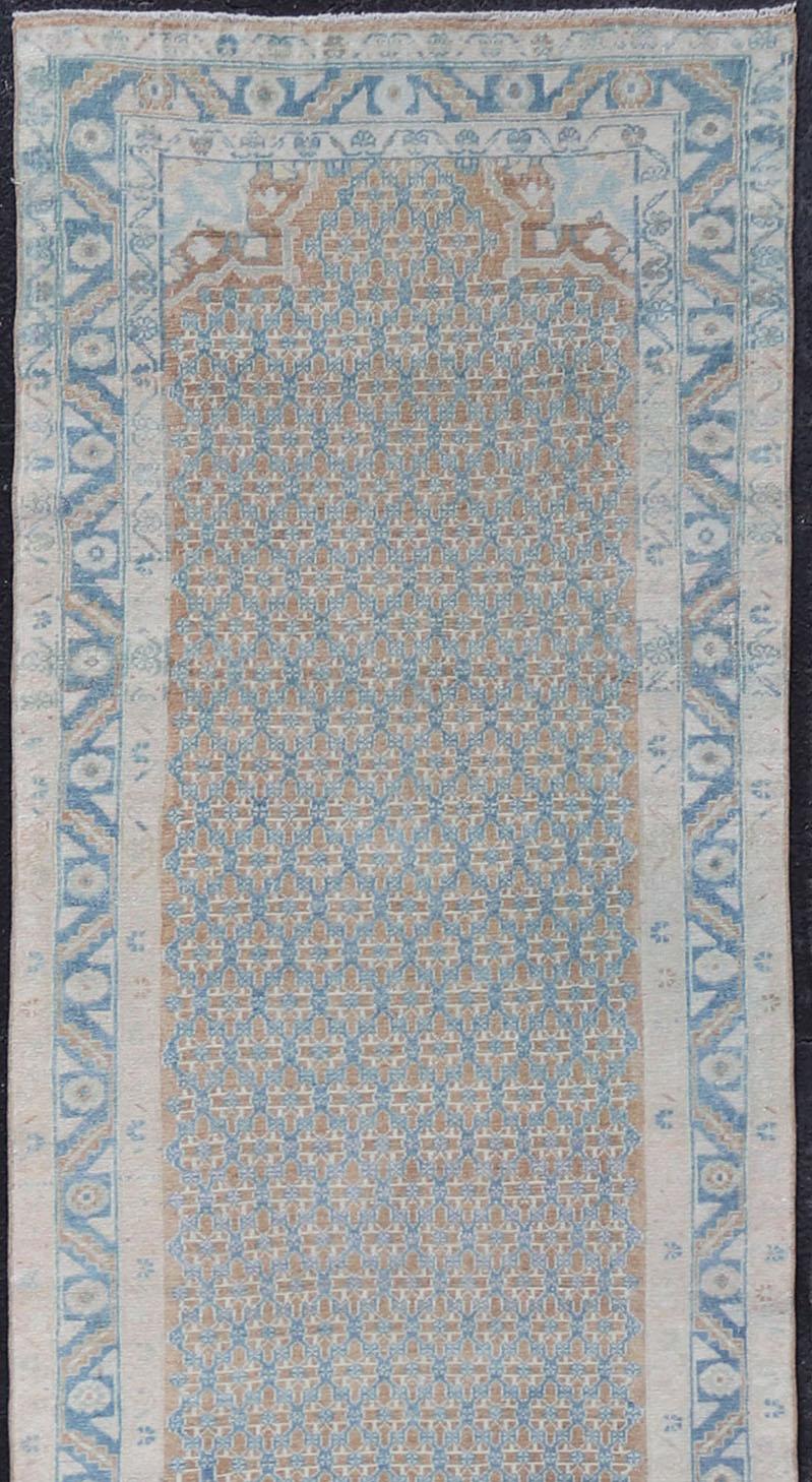 Antique Hand-Knotted Persian Malayer Runner with All-Over Sub-Geometric Design In Good Condition For Sale In Atlanta, GA
