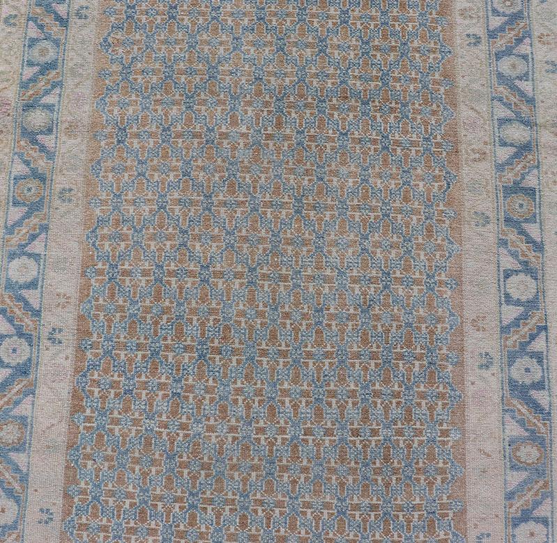 Wool Antique Hand-Knotted Persian Malayer Runner with All-Over Sub-Geometric Design For Sale