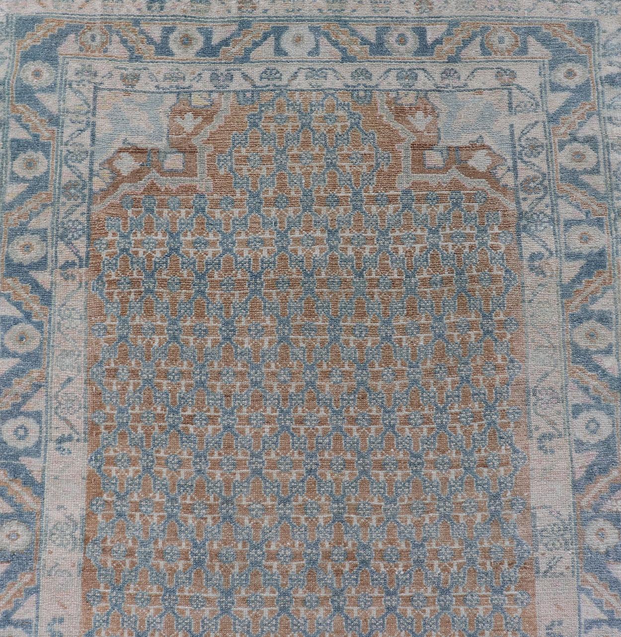 Antique Hand-Knotted Persian Malayer Runner with All-Over Sub-Geometric Design For Sale 1