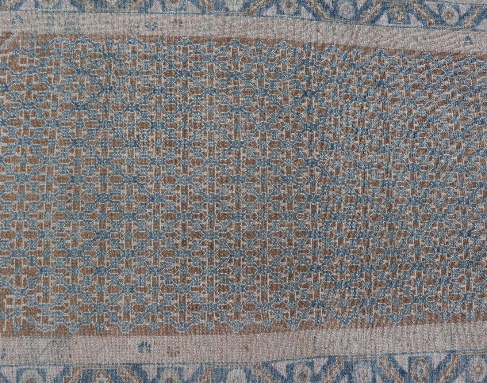 Antique Hand-Knotted Persian Malayer Runner with All-Over Sub-Geometric Design For Sale 2