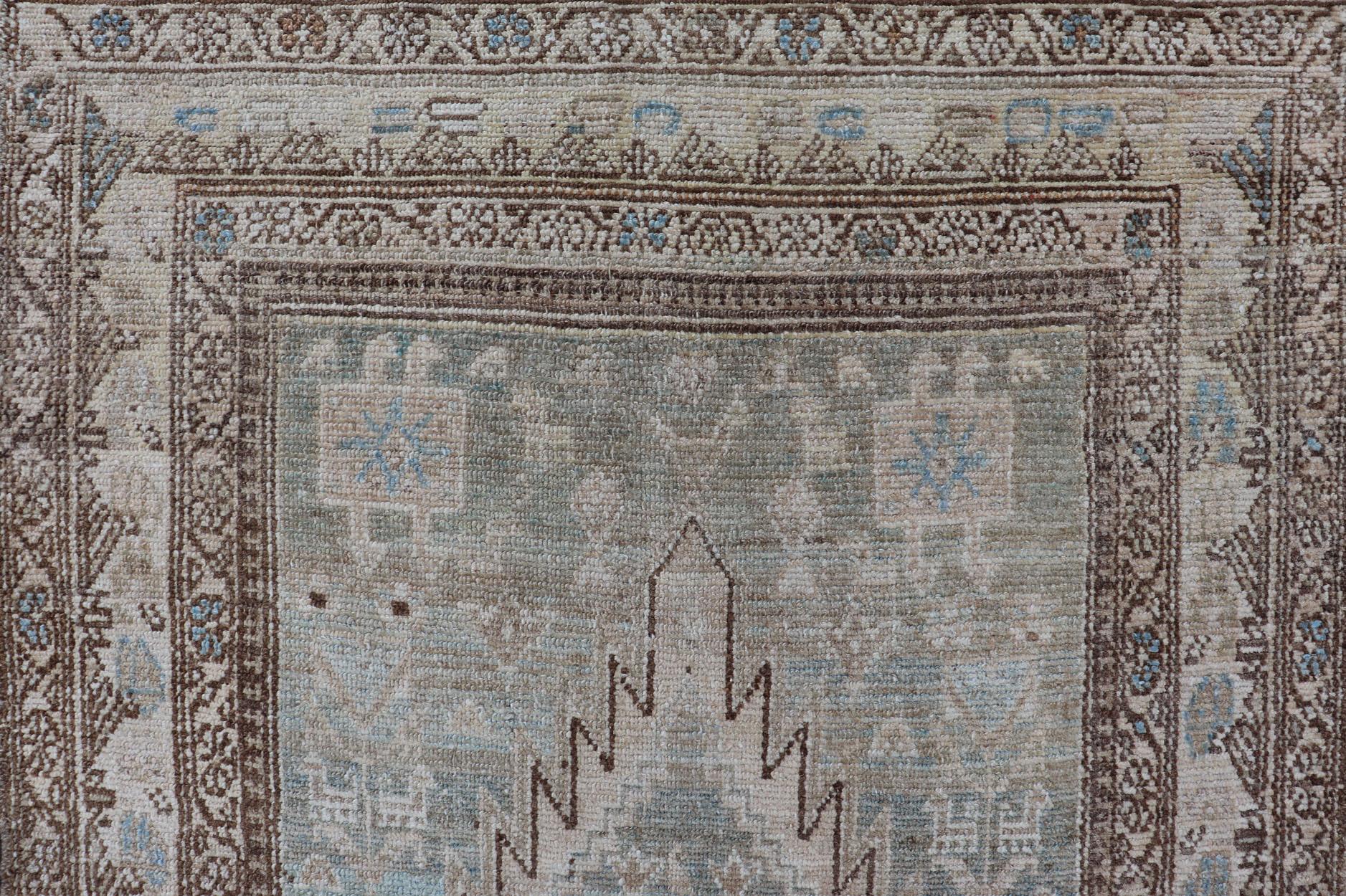 Antique Hand-Knotted Persian Malayer with Large Sub-Geometric Medallion Design For Sale 5