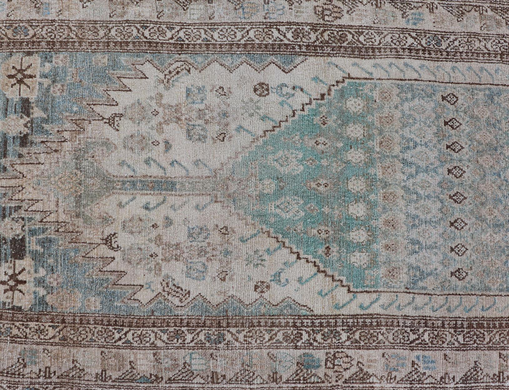 Antique Hand-Knotted Persian Malayer with Large Sub-Geometric Medallion Design For Sale 11