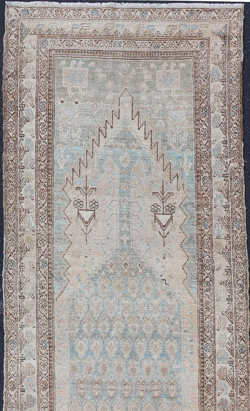 20th Century Antique Hand-Knotted Persian Malayer with Large Sub-Geometric Medallion Design For Sale