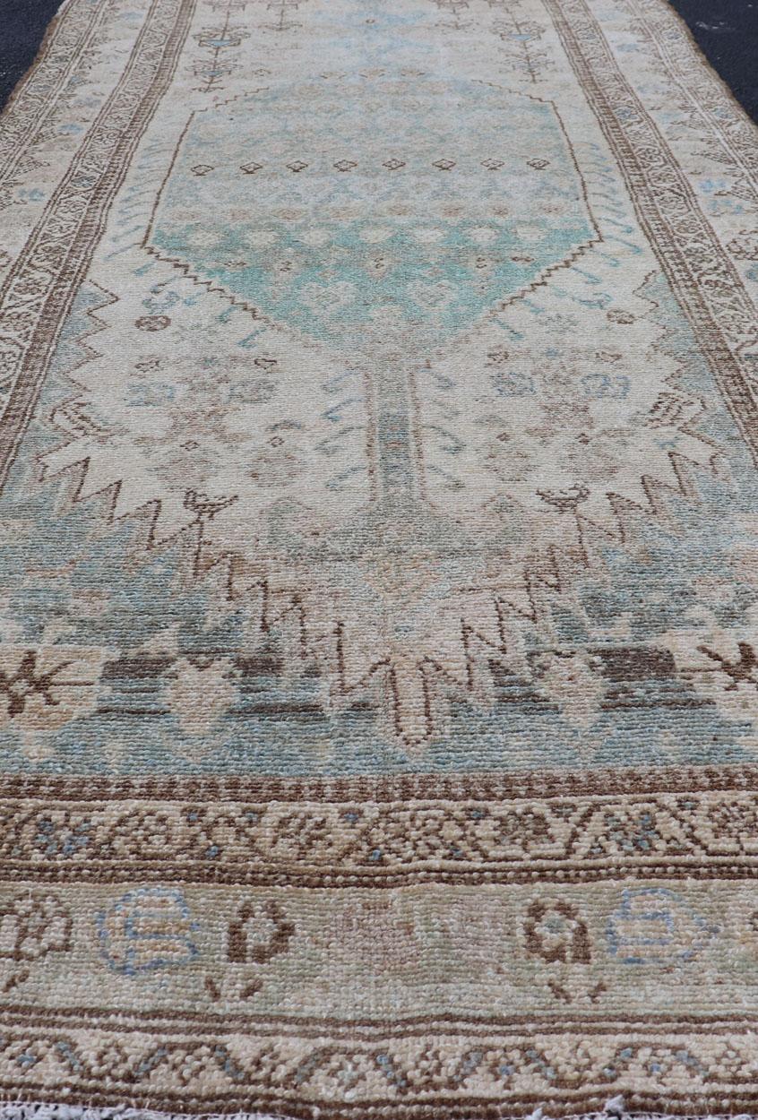 Antique Hand-Knotted Persian Malayer with Large Sub-Geometric Medallion Design For Sale 3