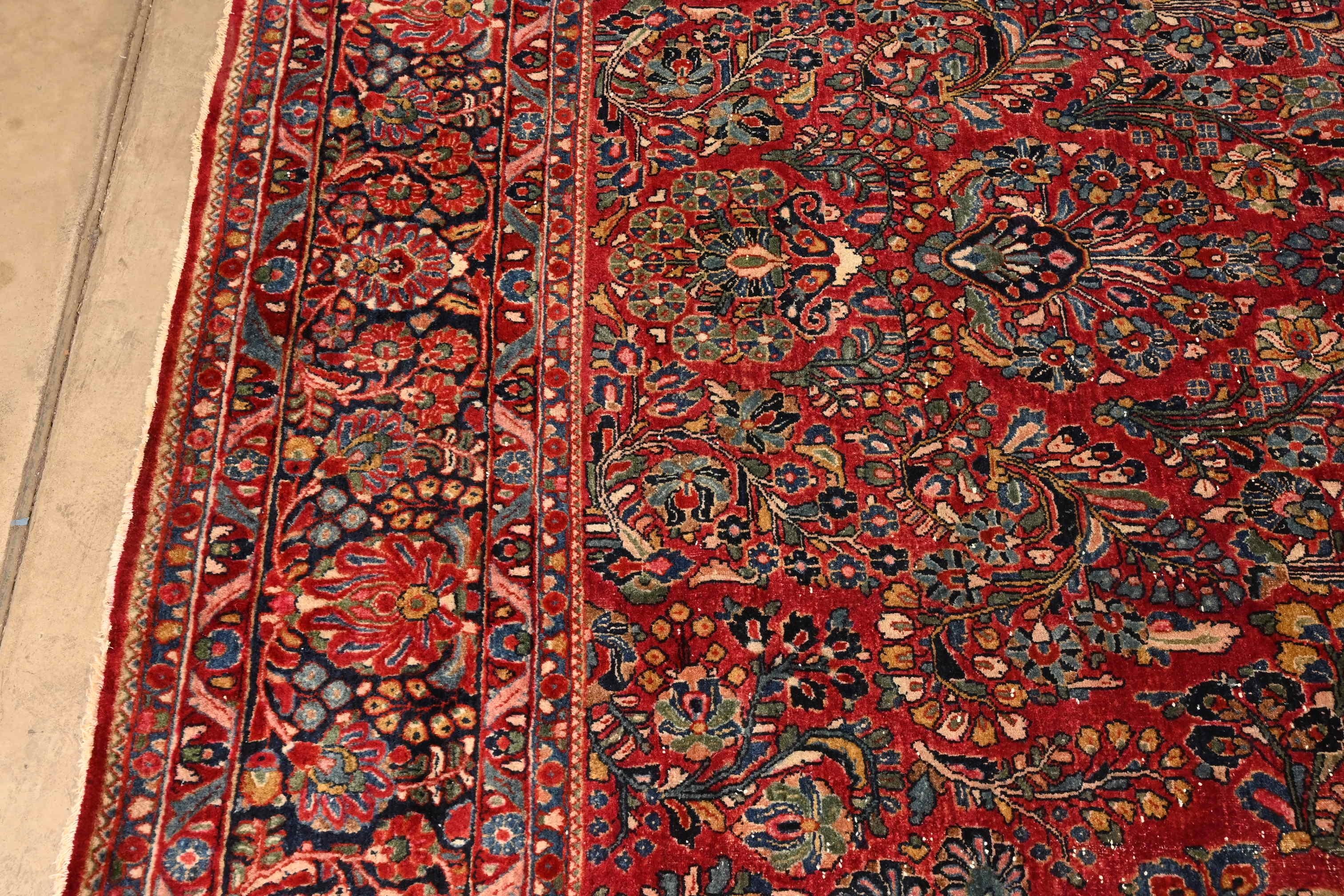 Early 20th Century Antique Hand-Knotted Persian Sarouk Large Room Size Wool Rug, Circa 1920s