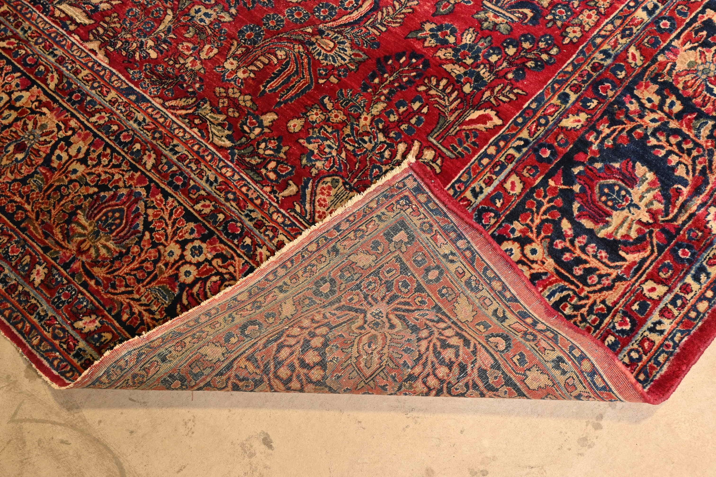 Antique Hand-Knotted Persian Sarouk Large Room Size Wool Rug, Circa 1930s For Sale 2