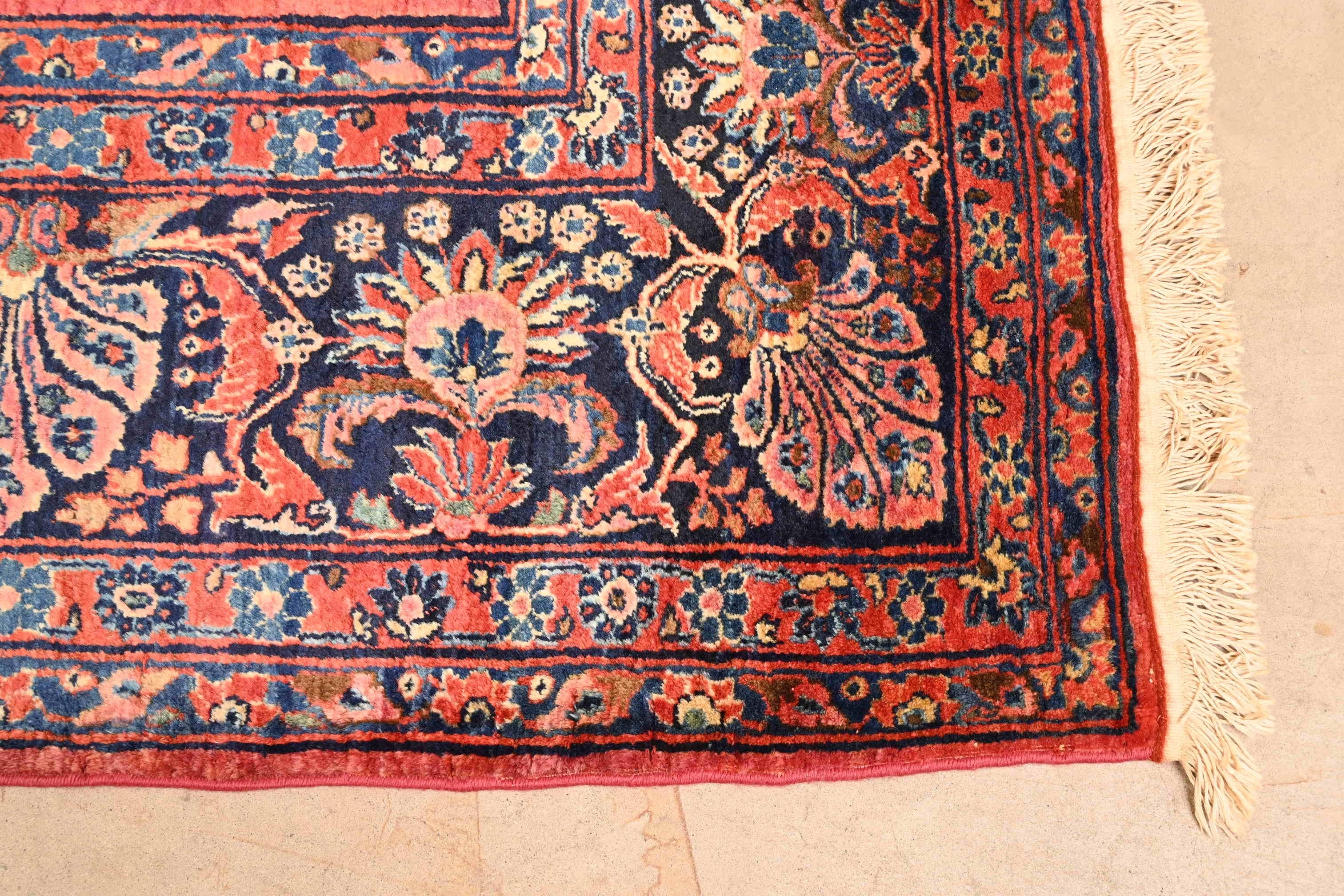 Wool Antique Hand-Knotted Persian Sarouk Room Size Rug, Circa 1930s For Sale