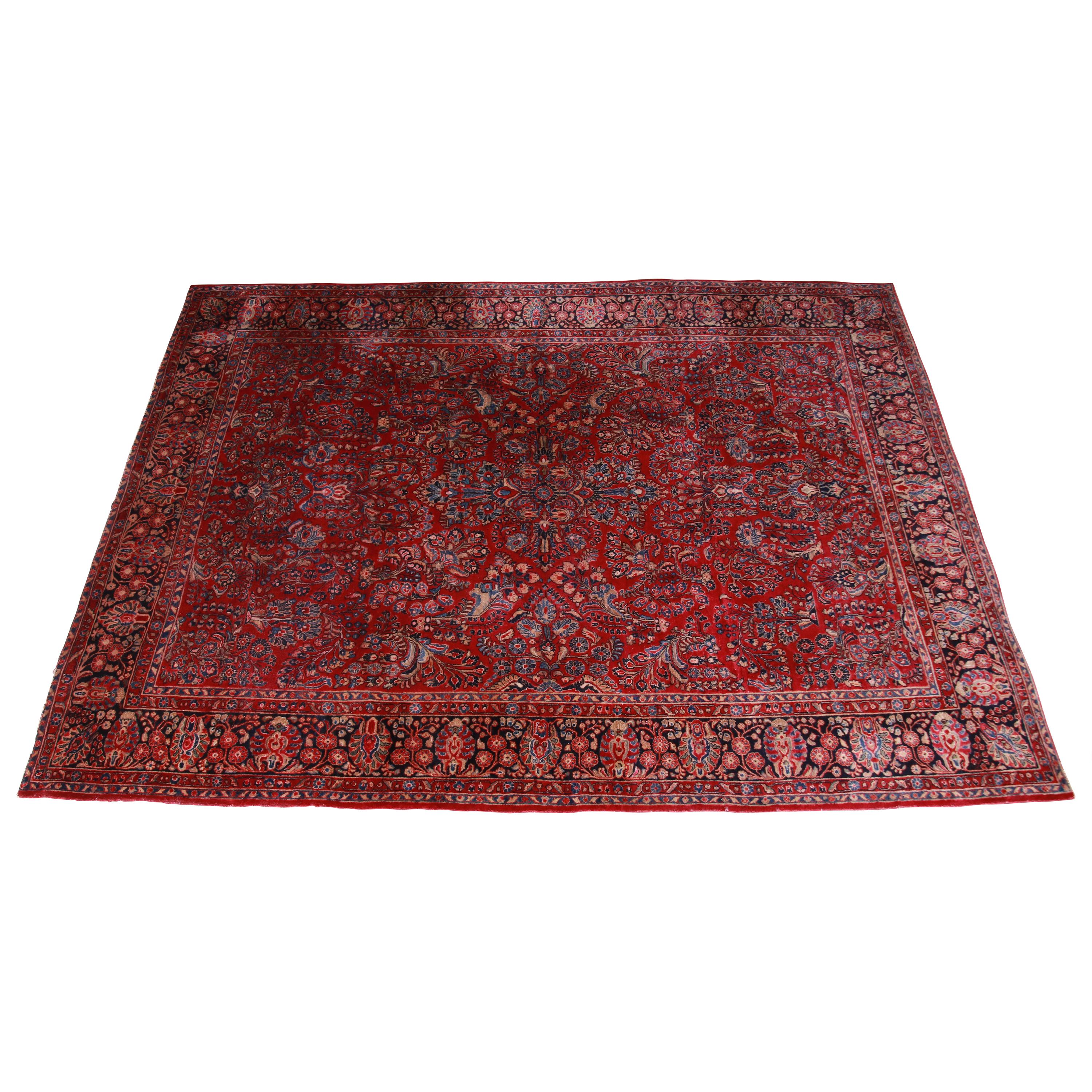 Antique Hand Knotted Persian Sarouk Rug, circa 1930s