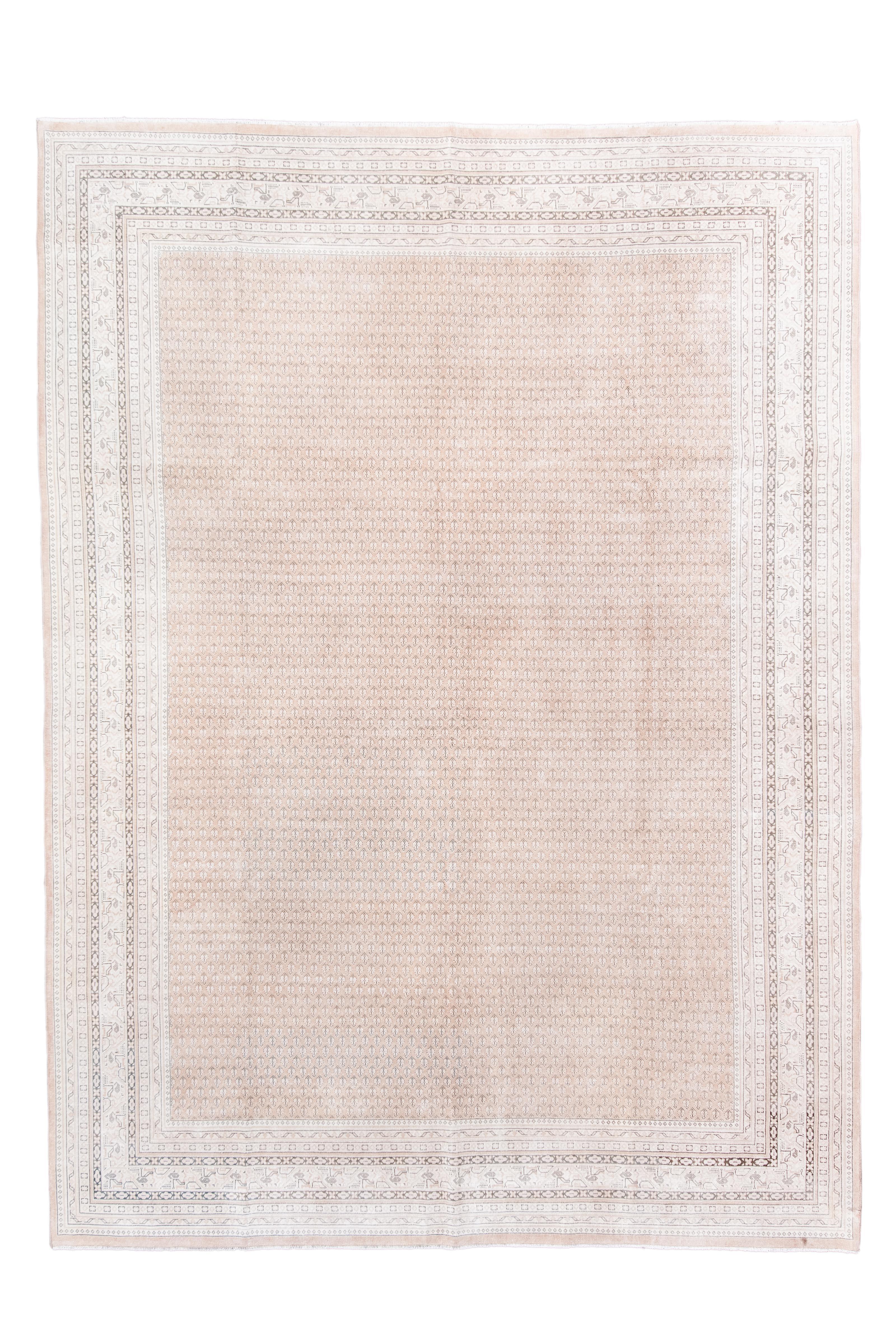 Antique Hand-Knotted Saraband Rug – Delicate Persian Boteh Design