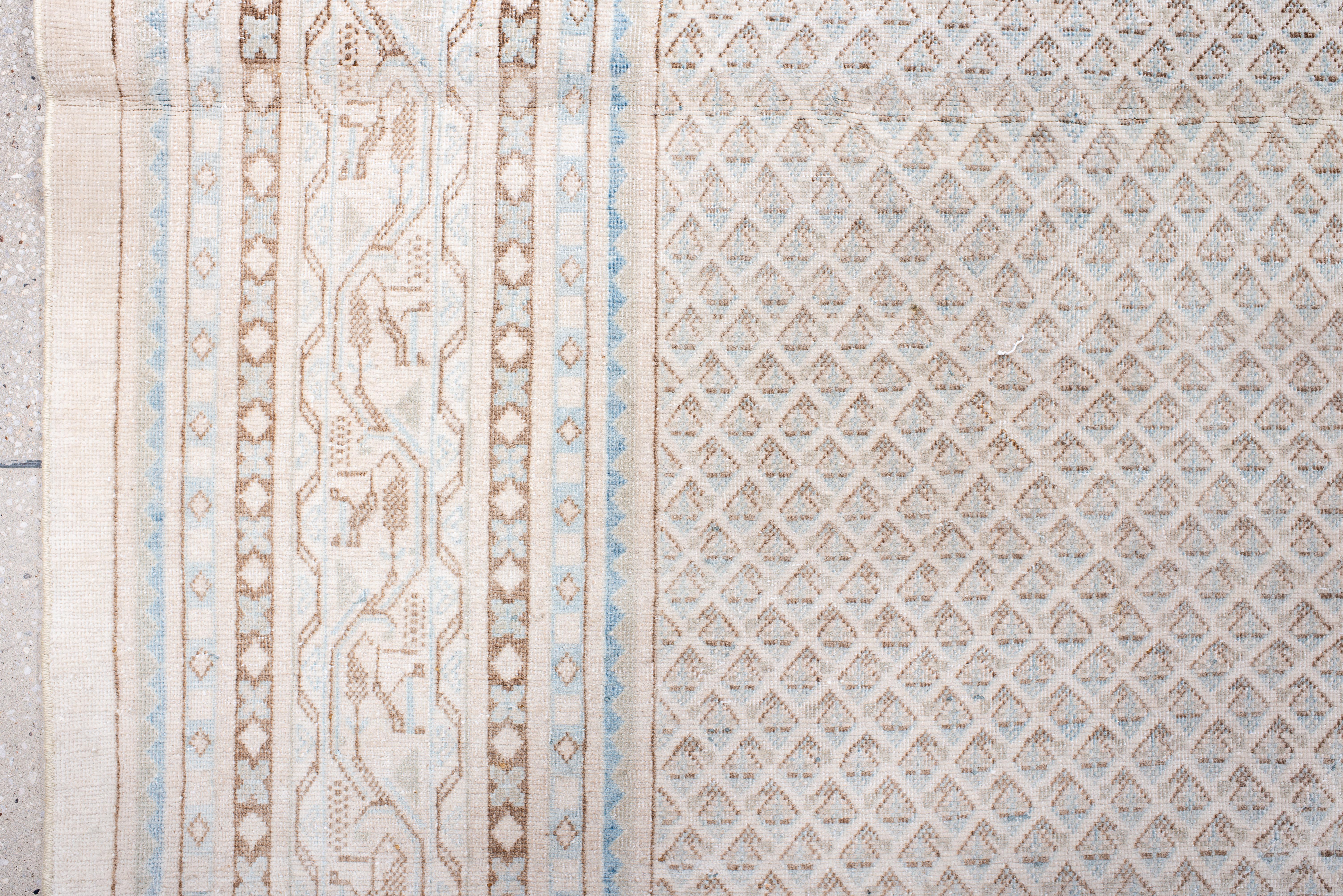 Wool Antique Hand-Knotted Saraband Rug – Subtle Geometric Elegance For Sale