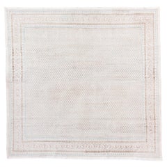 Antique Hand-Knotted Saraband Rug – Subtle Geometric Elegance