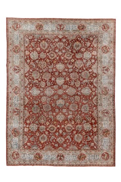 Antique Hand-Knotted Tabriz Rug – Persian Calligraphic Border