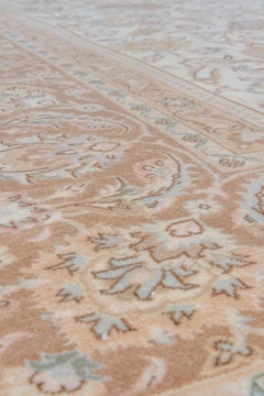 Antique Hand-Knotted Tabriz Rug – Persian Ivory Floral Elegance