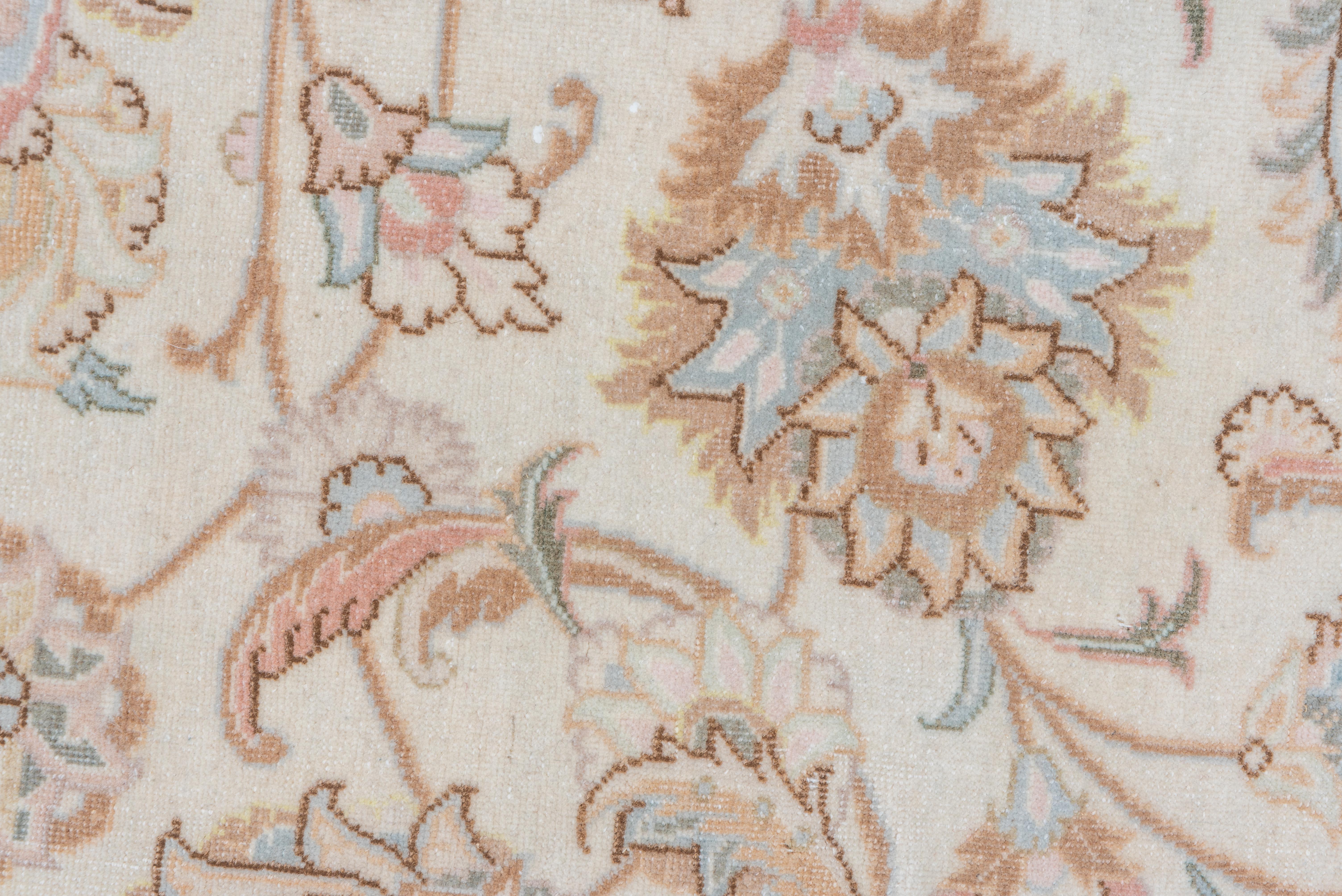 Alfombra Tabriz Antigua Anudada a Mano - Elegancia Floral Persa Marfil Lana en venta