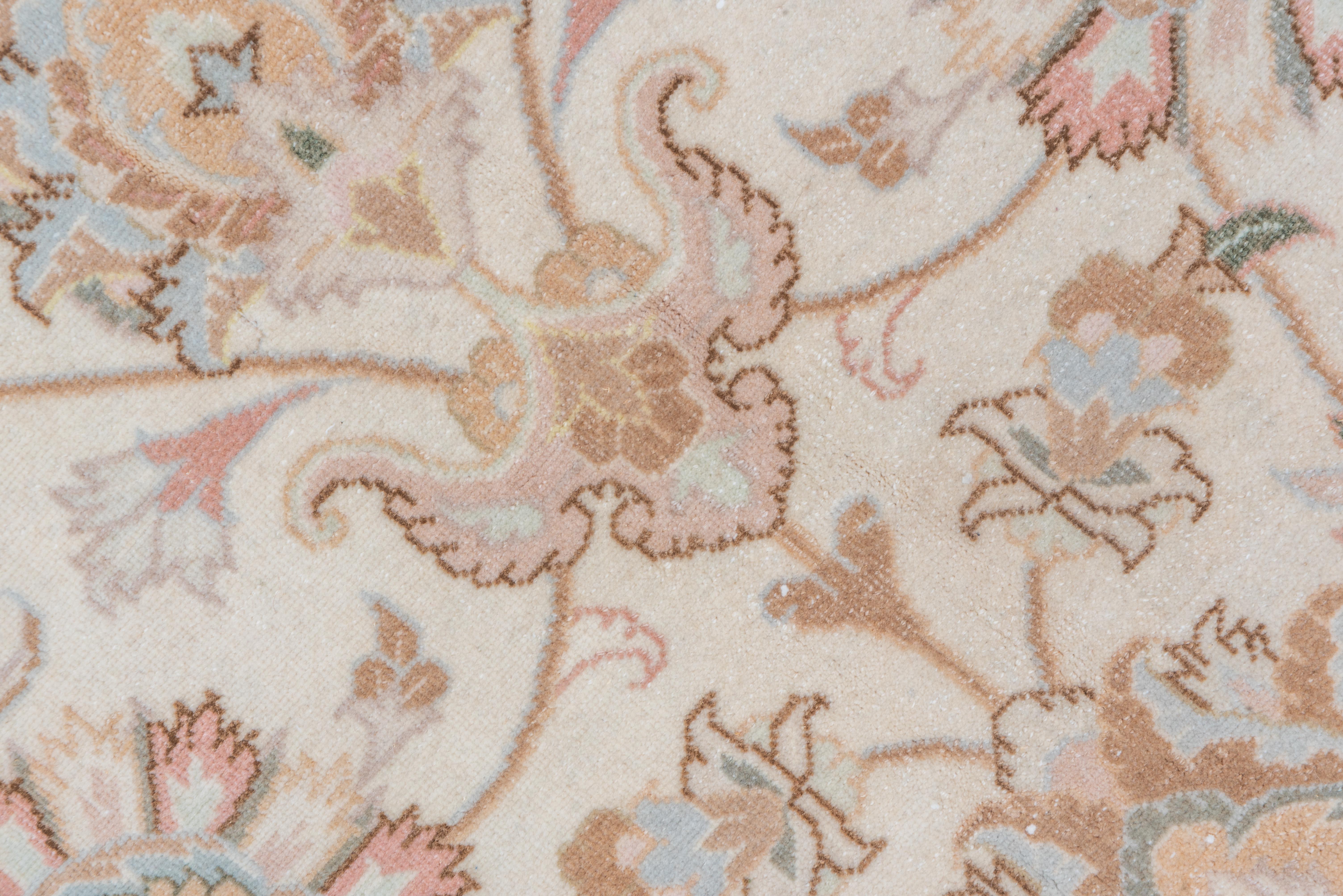Alfombra Tabriz Antigua Anudada a Mano - Elegancia Floral Persa Marfil en venta 2