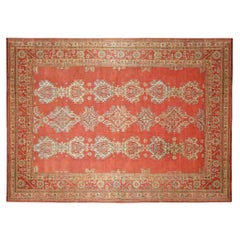 Antique Hand-Knotted Turkish Oushak Oriental Carpet