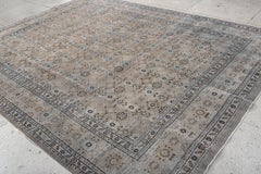 Antique Hand-Knotted Varamin Rug – Persian Floral Grid Design