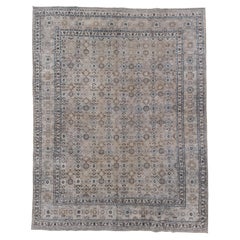 Antique Hand-Knotted Varamin Rug – Persian Floral Grid Design