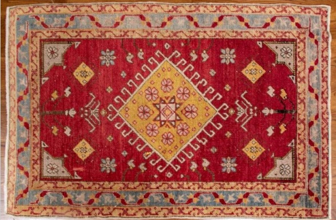 An elegant hand-knotted West Anatolian wool Turkish Oushak carpet from and the early 20th century. 3x5 (actual 2.83' x 4.25'). 

Oushak rugs (also known as ushak or Usak) are known as one of the finest Oriental rugs. The beautifully hand knotted
