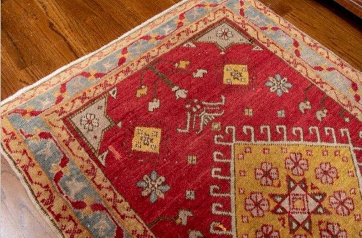 20th Century Antique Hand-Knotted West Anatolian Wool Oushak Accent Rug For Sale