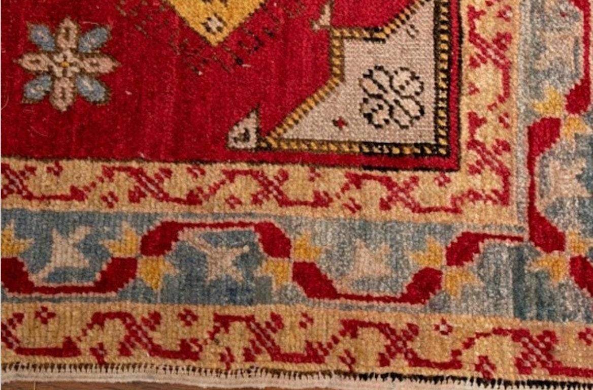 Antique Hand-Knotted West Anatolian Wool Oushak Accent Rug For Sale 1