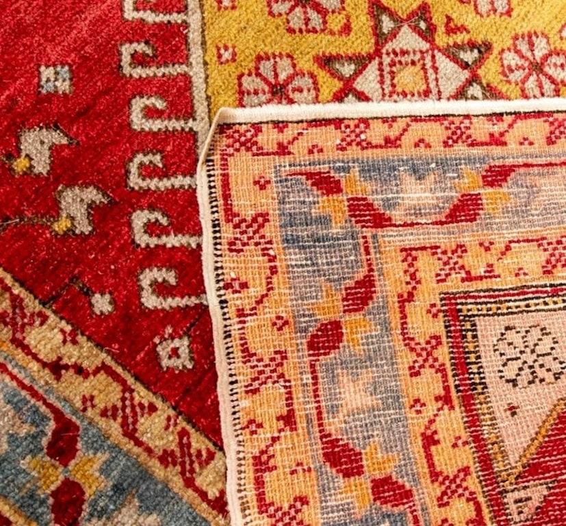 Antique Hand-Knotted West Anatolian Wool Oushak Accent Rug For Sale 2