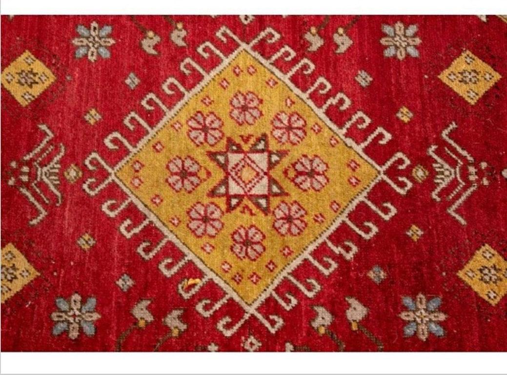 Antiker handgeknüpfter West Anatolischer Oushak-Akzent-Teppich aus Wolle im Angebot 3