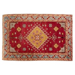 Antique Hand-Knotted West Anatolian Wool Oushak Accent Rug