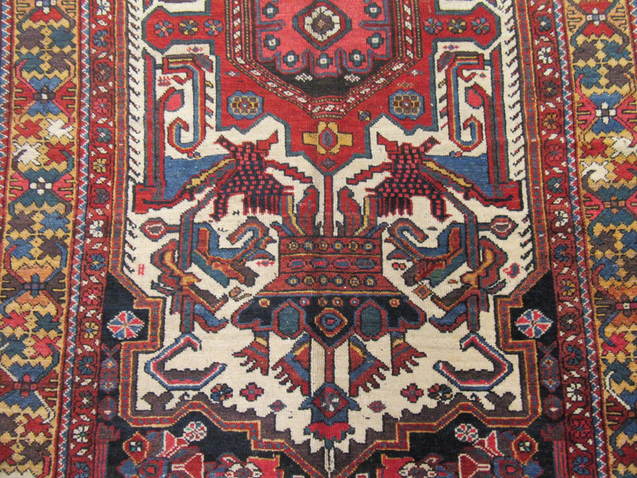 Hand-Knotted Antique Hand Knotted Wide and Long Runner Rug For Sale