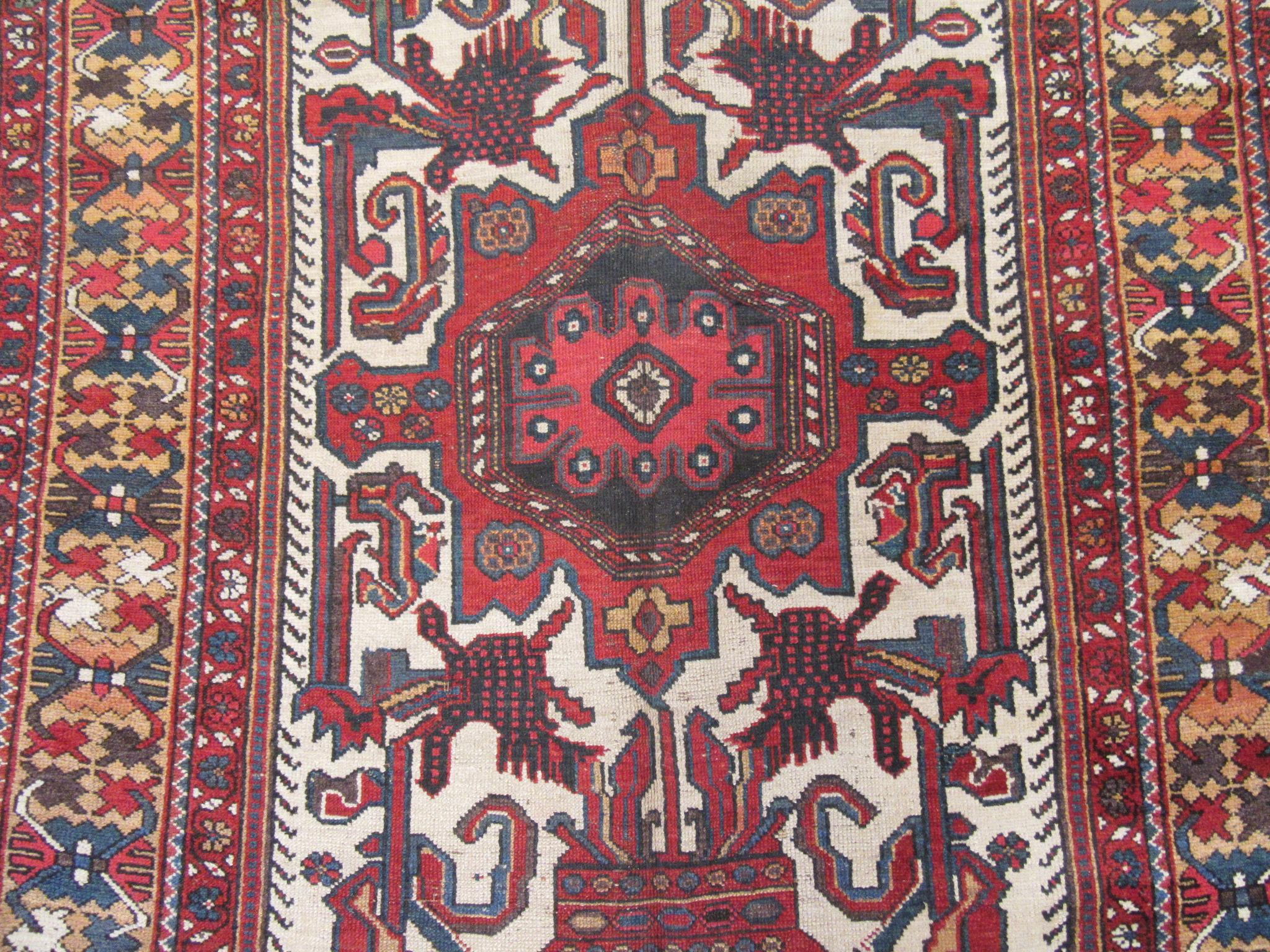 Wool Antique Hand Knotted Wide and Long Runner Rug For Sale