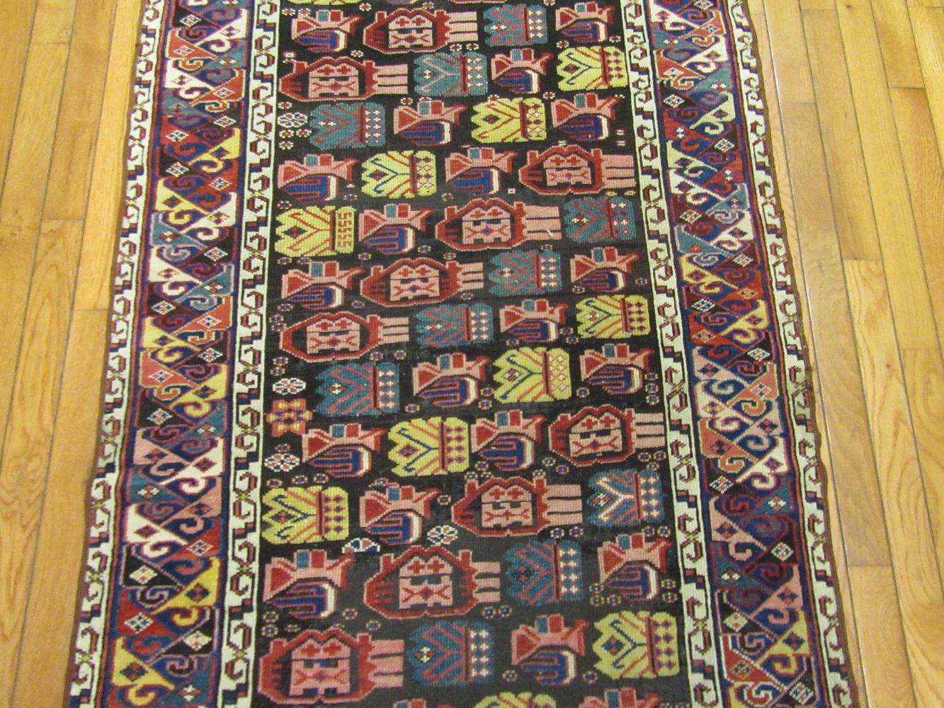 Other Antique Hand-Knotted wool Caucasian Shirvan Runner Rug For Sale