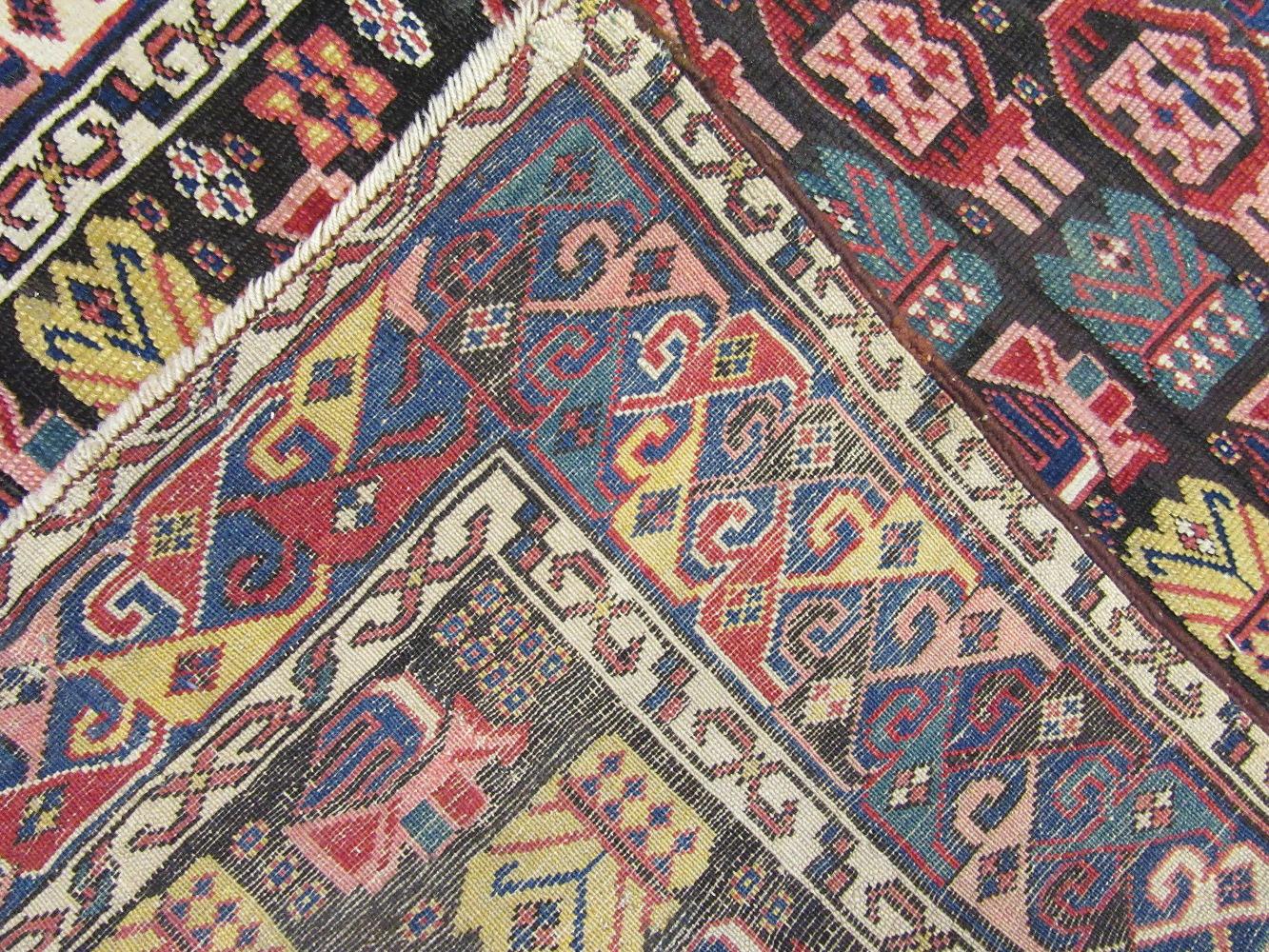 20th Century Antique Hand-Knotted wool Caucasian Shirvan Runner Rug For Sale
