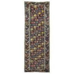 Antique Hand-Knotted wool Caucasian Shirvan Runner Rug