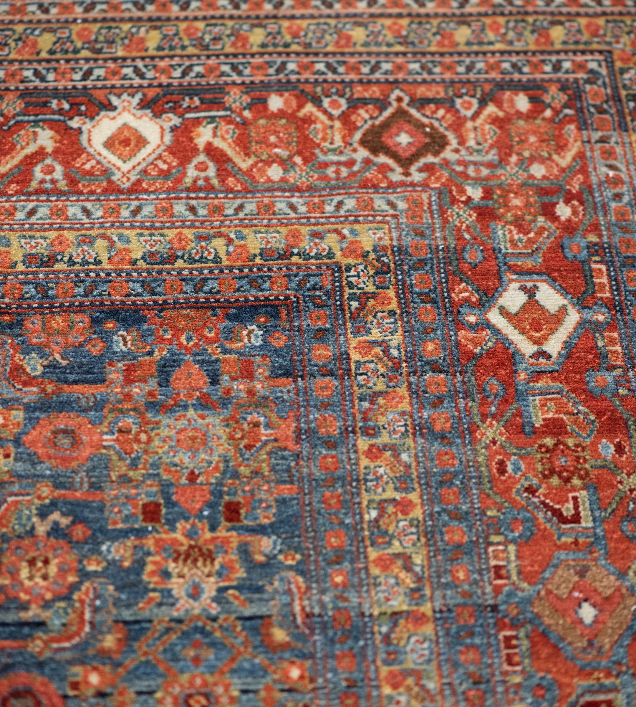 Antiker handgeknüpfter persischer Seneh-Teppich aus Wolle mit Herati-Pattern (20. Jahrhundert) im Angebot