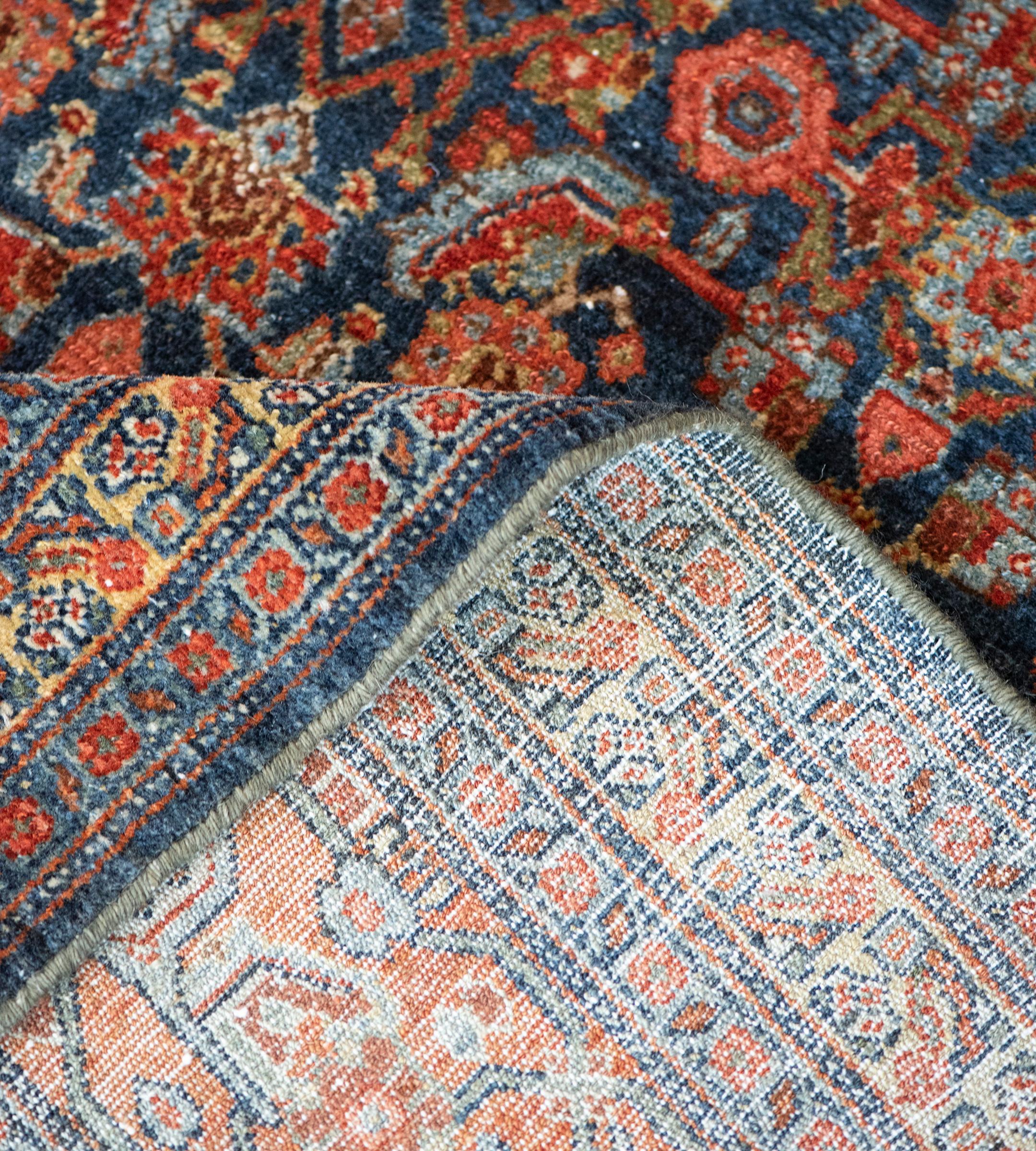 Antiker handgeknüpfter persischer Seneh-Teppich aus Wolle mit Herati-Pattern im Angebot 1