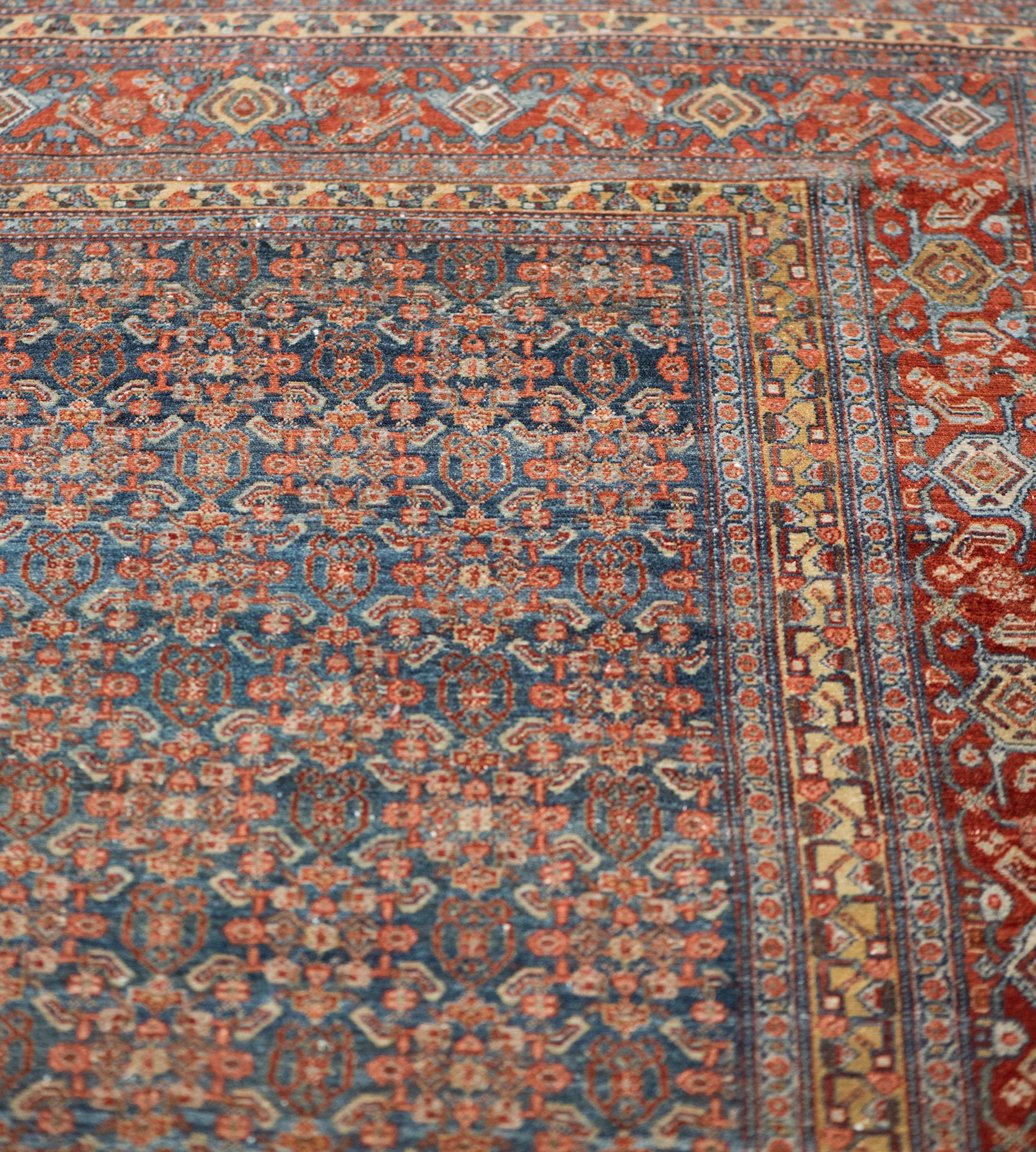 Perse Ancien tapis persan Seneh noué à la main, peint en Herati en vente