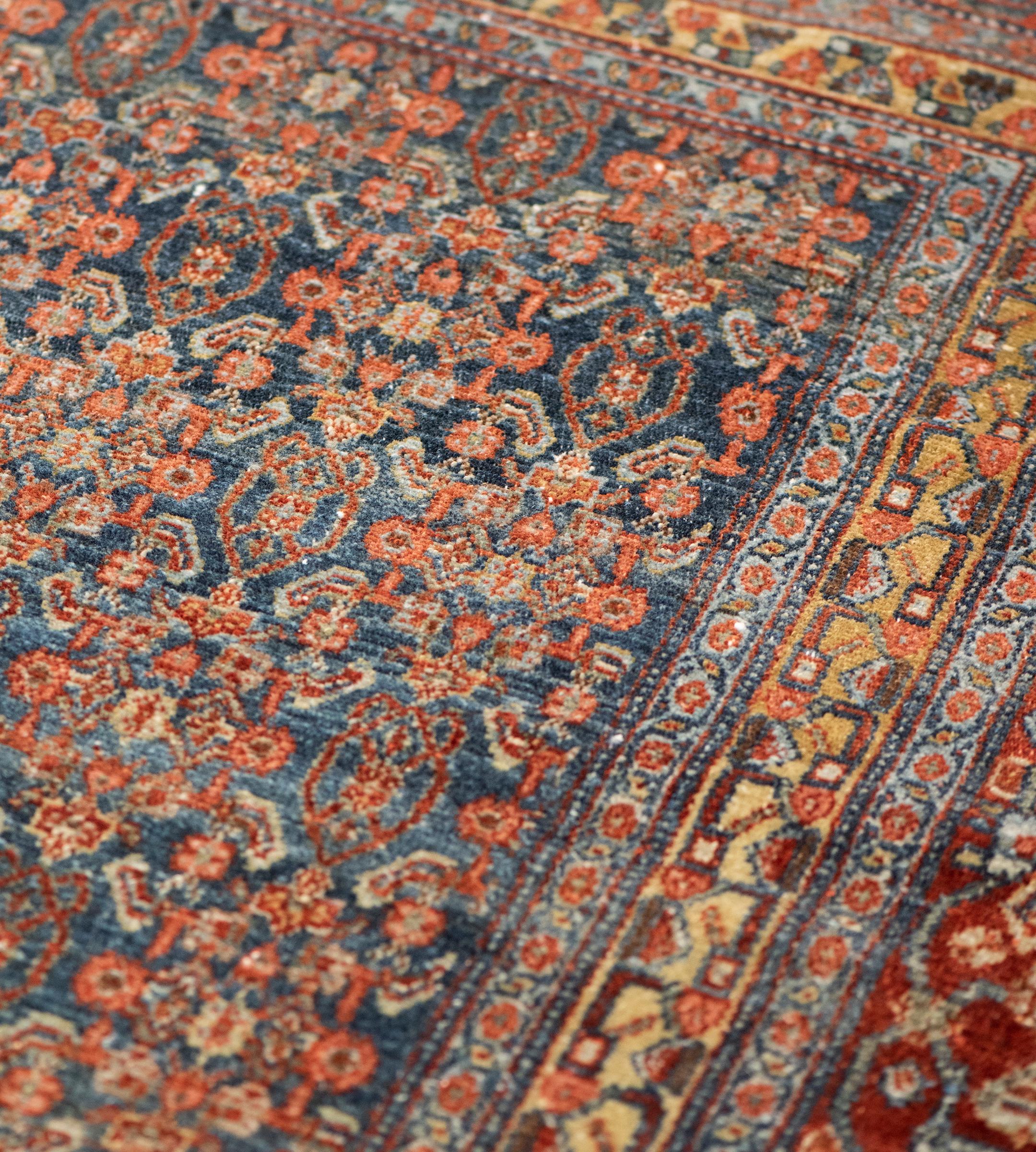 20ième siècle Ancien tapis persan Seneh noué à la main, peint en Herati en vente