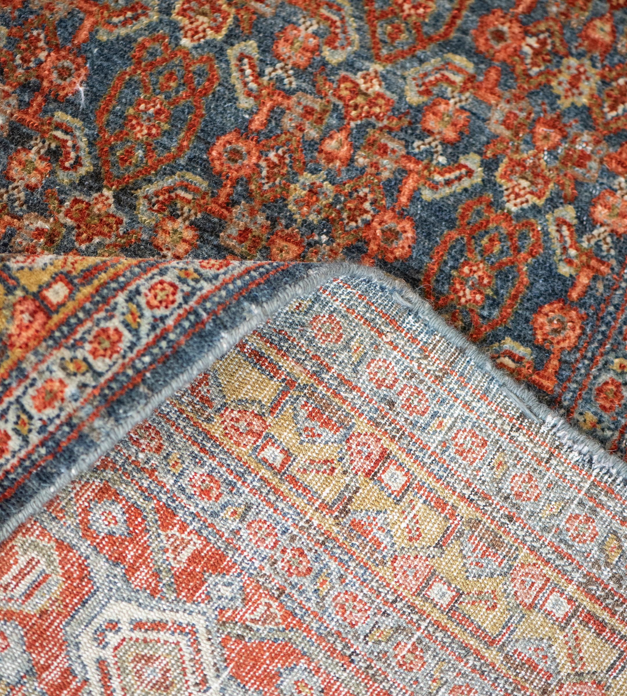 Laine Ancien tapis persan Seneh noué à la main, peint en Herati en vente