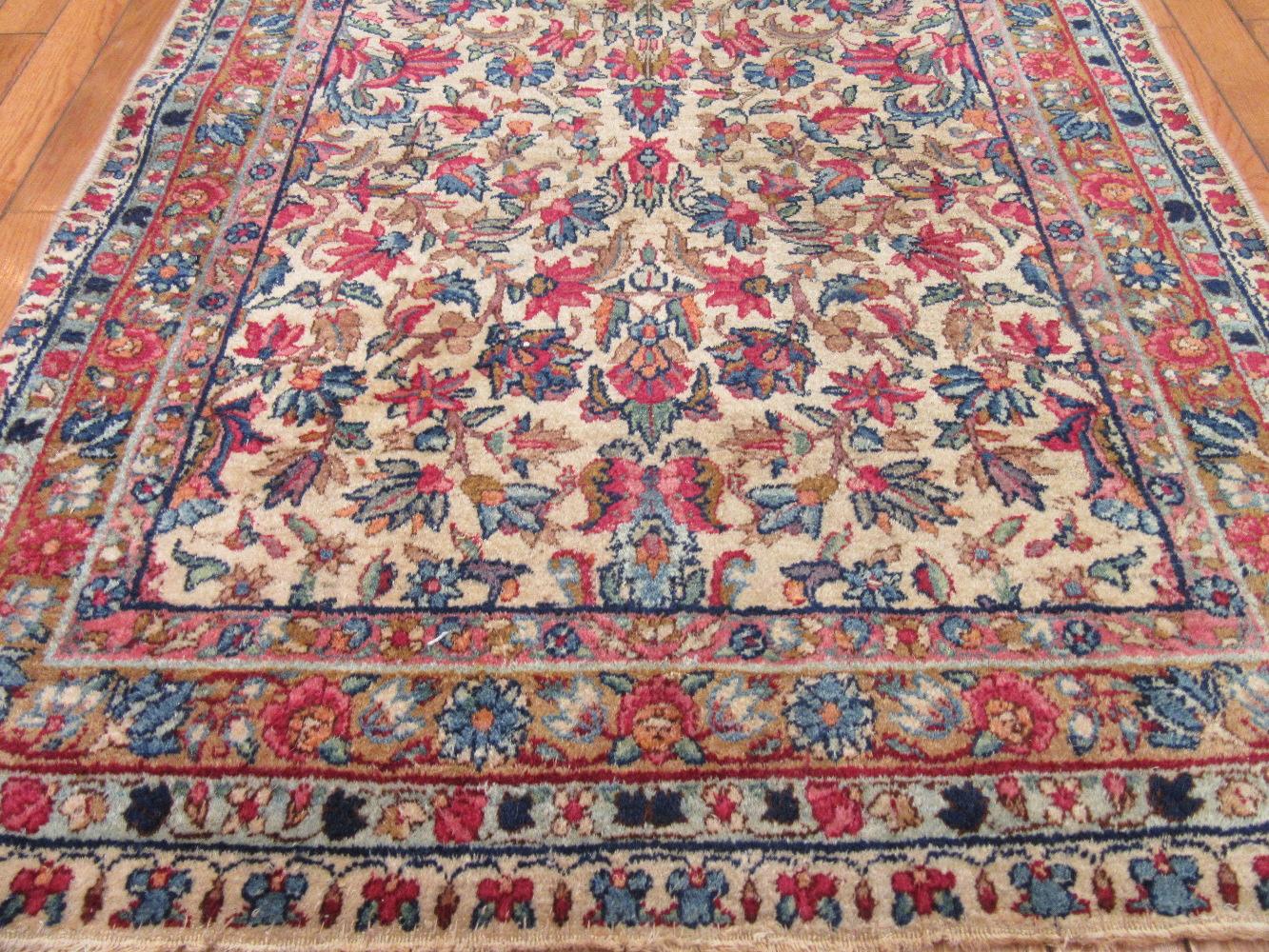 Kirman Antique Hand Knotted Wool Persian Kerman Runner For Sale