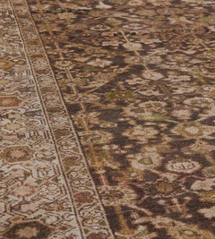 Antique Hand-Knotted Wool Persian Malayer Rug, Late 19th Century, Iran